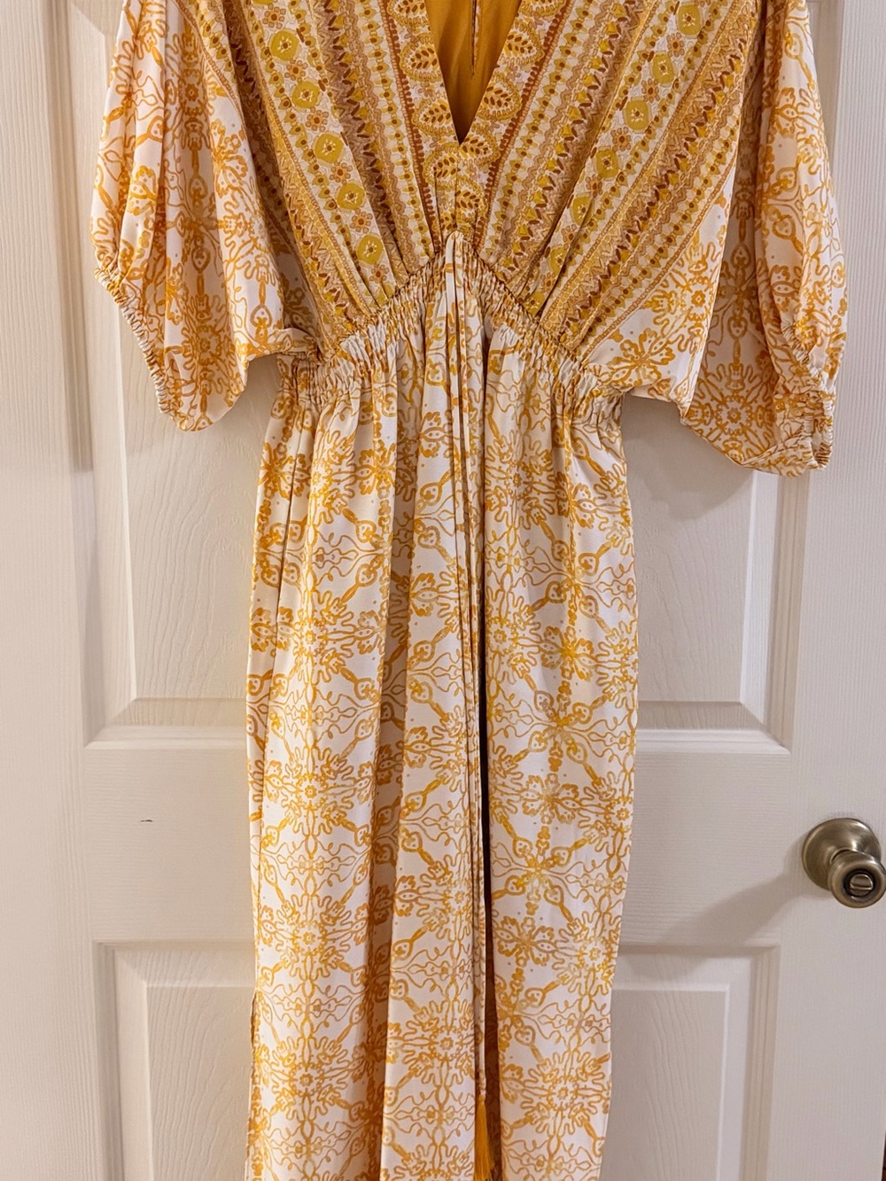 Taylor Yellow and White Paisley-Print Maxi Dress